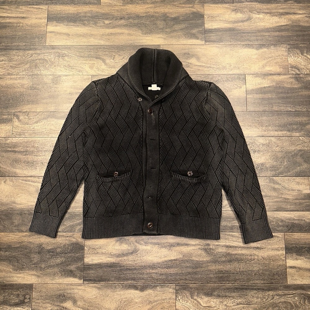 Carbon2Cobalt Heavy Textured Knit Shawl Collar Button Cardigan Sweater Men's M